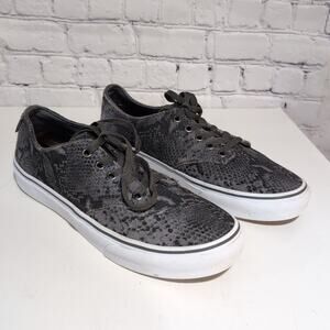 Vans Authentic Gray Black Suede Snakeskin Print Woman's 9.5 Low Top Sneaker